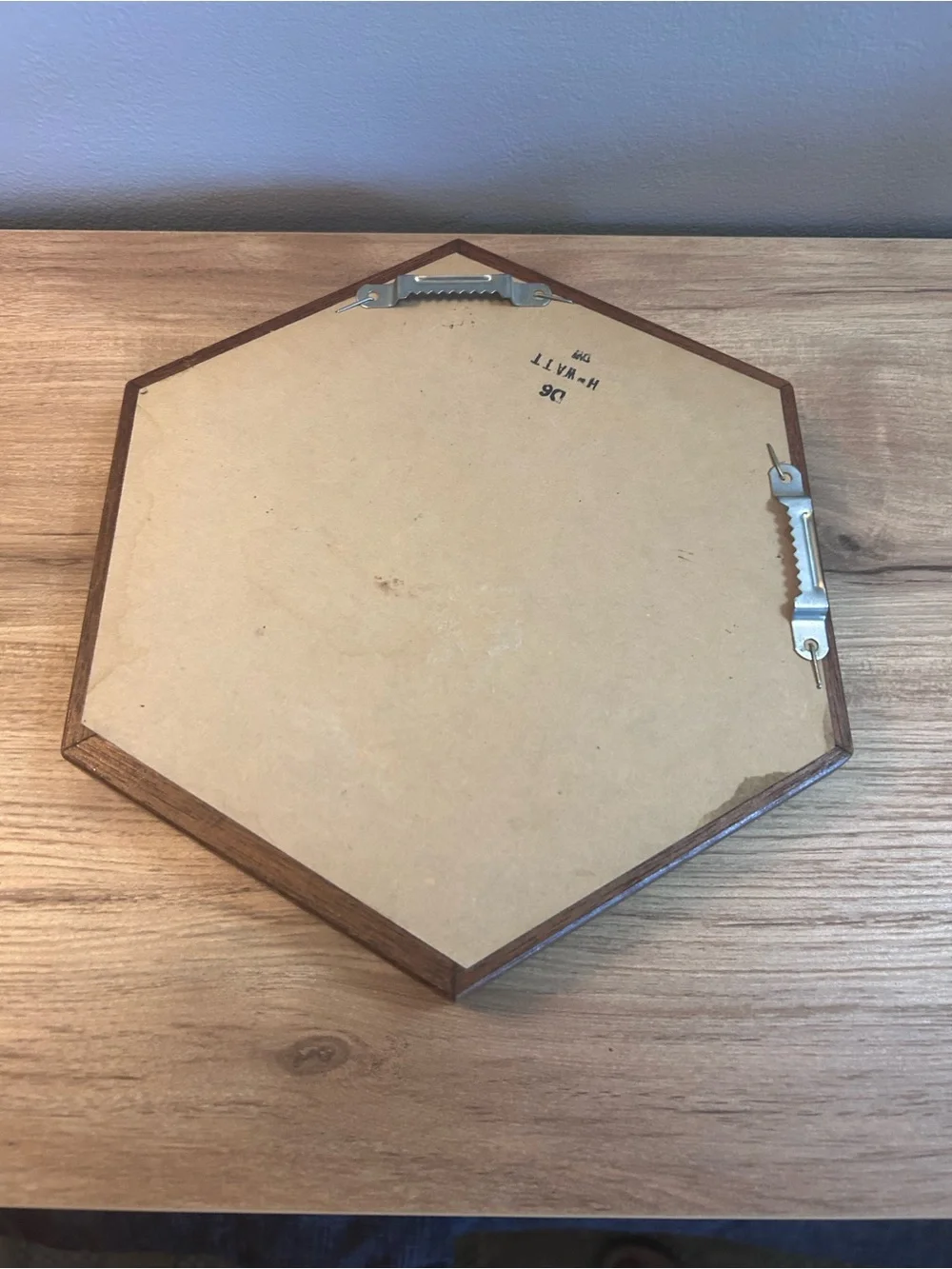 Wooden Hexagon Wall Mirror - Brown approx 8”